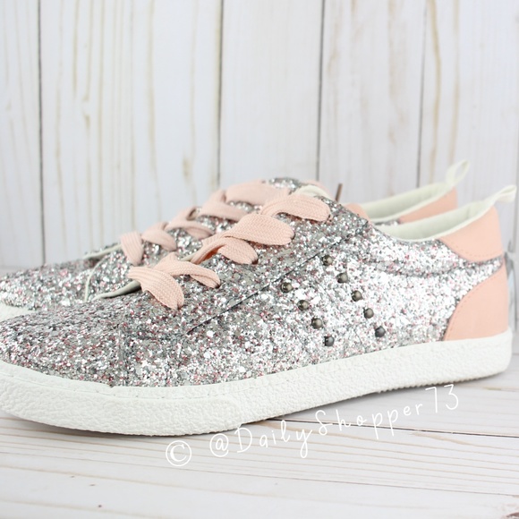 Primark Girls' Super Sparkly Dusty Rose Chunky Glitter Sneakers - Picture 5 of 8